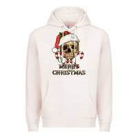 Pale Pink merry christmas skull Premium Hoodie - RanaPortraitStore