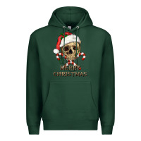 Sports Green merry christmas skull Premium Hoodie - RanaPortraitStore