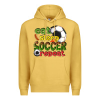 Antique Gold eat sleep soccer repeat Premium Hoodie - texasbilliewilder