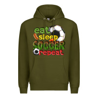 Army Green eat sleep soccer repeat Premium Hoodie - texasbilliewilder