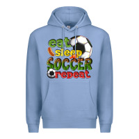 Colony Blue eat sleep soccer repeat Premium Hoodie - texasbilliewilder