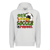 Dove Grey eat sleep soccer repeat Premium Hoodie - texasbilliewilder
