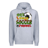 Heather Grey eat sleep soccer repeat Premium Hoodie - texasbilliewilder