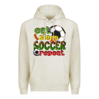 Oatmeal Heather eat sleep soccer repeat Premium Hoodie - texasbilliewilder