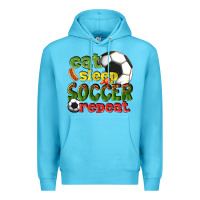 Ocean Blue eat sleep soccer repeat Premium Hoodie - texasbilliewilder