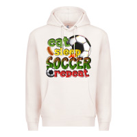 Pale Pink eat sleep soccer repeat Premium Hoodie - texasbilliewilder