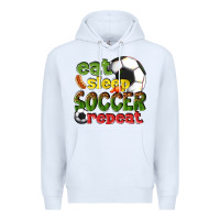 White eat sleep soccer repeat Premium Hoodie - texasbilliewilder
