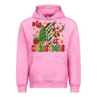Fuchsia Pink my first christmas Urban Hoodie - Zillion Design Studio
