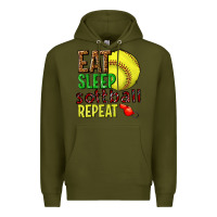 Army Green eat sleep softball repeat Premium Hoodie - texasbilliewilder