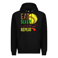 Black eat sleep softball repeat Premium Hoodie - texasbilliewilder