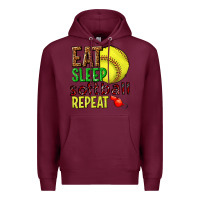 Burgundy eat sleep softball repeat Premium Hoodie - texasbilliewilder