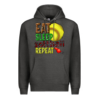 Charcoal Heather eat sleep softball repeat Premium Hoodie - texasbilliewilder