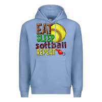 Colony Blue eat sleep softball repeat Premium Hoodie - texasbilliewilder
