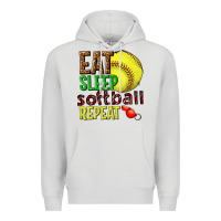 Dove Grey eat sleep softball repeat Premium Hoodie - texasbilliewilder