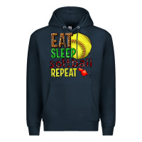 Navy eat sleep softball repeat Premium Hoodie - texasbilliewilder