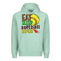 Seafoam eat sleep softball repeat Premium Hoodie - texasbilliewilder