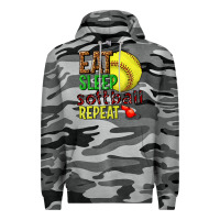 Slate Camo eat sleep softball repeat Premium Hoodie - texasbilliewilder