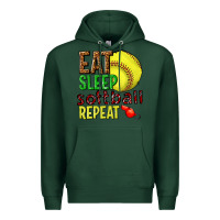 Sports Green eat sleep softball repeat Premium Hoodie - texasbilliewilder