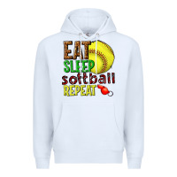 White eat sleep softball repeat Premium Hoodie - texasbilliewilder