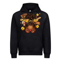 Black softball afro messy bun Urban Hoodie - texasbilliewilder