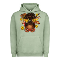 Pigment Oil Green softball afro messy bun Urban Hoodie - texasbilliewilder