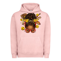 Pigment Salmon softball afro messy bun Urban Hoodie - texasbilliewilder