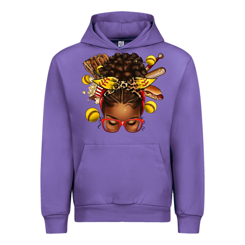 Softball Afro Messy Bun Urban Hoodie by texasbilliewilder | Teevron