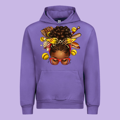 Urban Hoodie softball afro messy bun
