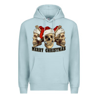 Blue Mist Merry Christmas Skulls Premium Hoodie - RanaPortraitStore