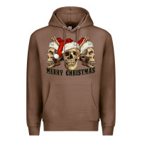 Chestnut Merry Christmas Skulls Premium Hoodie - RanaPortraitStore