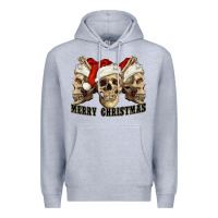 Heather Grey Merry Christmas Skulls Premium Hoodie - RanaPortraitStore