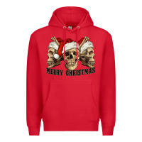 Red Merry Christmas Skulls Premium Hoodie - RanaPortraitStore