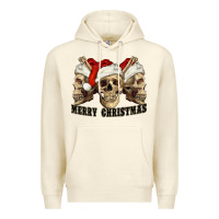 Sandshell Merry Christmas Skulls Premium Hoodie - RanaPortraitStore