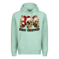 Seafoam Merry Christmas Skulls Premium Hoodie - RanaPortraitStore
