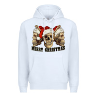 White Merry Christmas Skulls Premium Hoodie - RanaPortraitStore