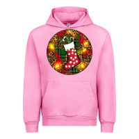 Fuchsia Pink Santa Stocking Christmas Urban Hoodie - RanaPortraitStore