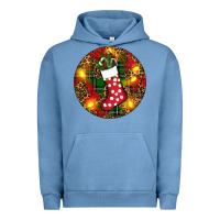 Pigment Pebble Blue Santa Stocking Christmas Urban Hoodie - RanaPortraitStore