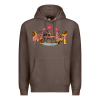 Coffee Mom Bear With Sunflowers Premium Hoodie - RanaPortraitStore