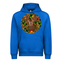Cobalt Christmas Reindeer Urban Hoodie - RanaPortraitStore