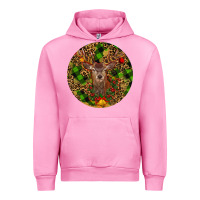 Fuchsia Pink Christmas Reindeer Urban Hoodie - RanaPortraitStore