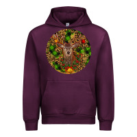 Mauve Wine Christmas Reindeer Urban Hoodie - RanaPortraitStore