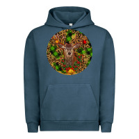 Pigment Midnight Navy Christmas Reindeer Urban Hoodie - RanaPortraitStore