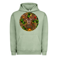 Pigment Oil Green Christmas Reindeer Urban Hoodie - RanaPortraitStore