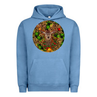 Pigment Pebble Blue Christmas Reindeer Urban Hoodie - RanaPortraitStore