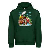 Forest Green christmas santa and friends train Urban Hoodie - Zillion Design Studio