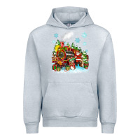 Heather Grey christmas santa and friends train Urban Hoodie - Zillion Design Studio