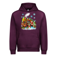 Mauve Wine christmas santa and friends train Urban Hoodie - Zillion Design Studio