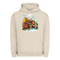 Pigment French Oak christmas santa and friends train Urban Hoodie - Zillion Design Studio