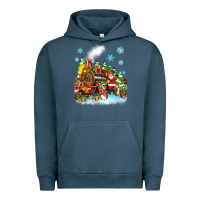 Pigment Midnight Navy christmas santa and friends train Urban Hoodie - Zillion Design Studio