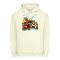 Pigment Pistachio christmas santa and friends train Urban Hoodie - Zillion Design Studio